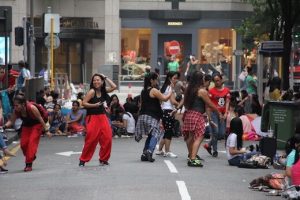 Helper dancing in central